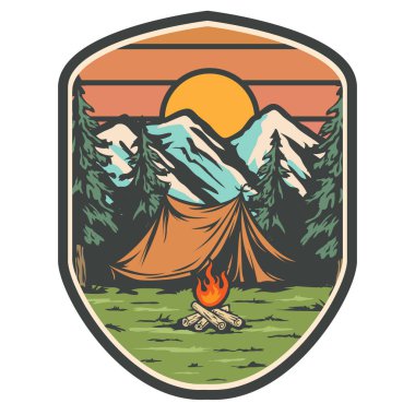 Açık hava kamp logosu tasarım şablonu