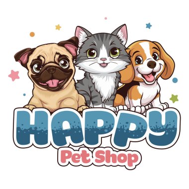 Hayvan mağazası kedi ve köpek logosu tasarım şablonu