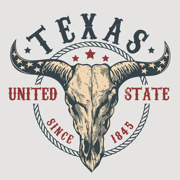 stock vector Bull skull t shirt Texas design template