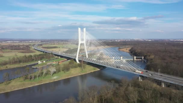 Вид Воздуха Редзинский Мост Вроцлаве Польша — стоковое видео