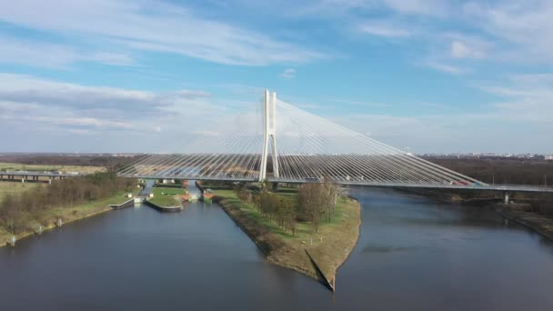 Widok Lotu Ptaka Most Redzińskiego Wrocławiu Polska — Wideo stockowe