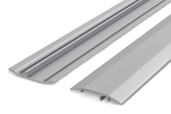 Aluminiowy Profil Progowy Drzwi Izolowany Białym Tle Renderowanie — Zdjęcie stockowe