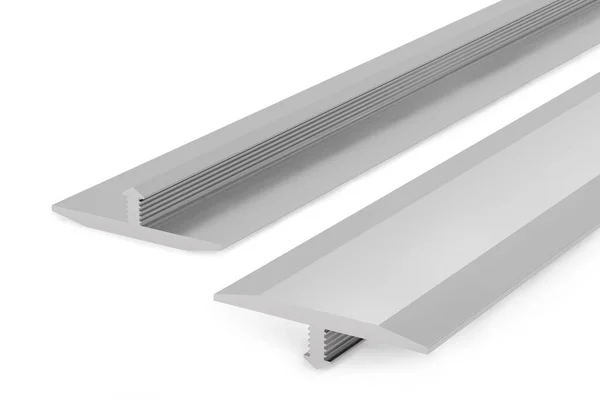 Aluminiowy Próg Podłogi Drzwiowej Profil Kształcie Litery Izolowany Białym Tle — Zdjęcie stockowe