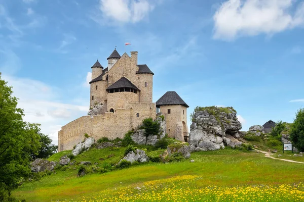 Blick Auf Die Burg Bobolice Königsschloss Aus Dem Jahrhundert Dorf — Stockfoto