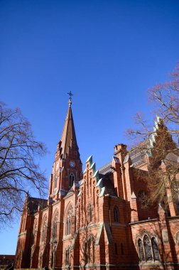 Lund Skane İsveç 2025 'teki All Saints Kilisesi Lunds Allhelgonakyrka. Yüksek kalite fotoğraf