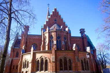 Lund Skane İsveç 2025 'teki All Saints Kilisesi Lunds Allhelgonakyrka. Yüksek kalite fotoğraf