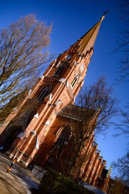 Lund Skane İsveç 2025 'teki All Saints Kilisesi Lunds Allhelgonakyrka. Yüksek kalite fotoğraf