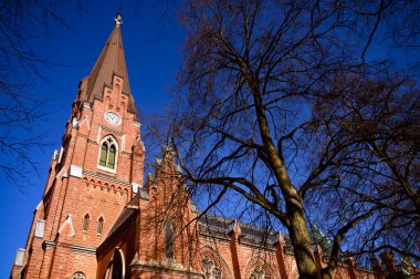 Lund Skane İsveç 2025 'teki All Saints Kilisesi Lunds Allhelgonakyrka. Yüksek kalite fotoğraf