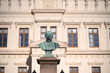 Monument of Sven Nilsson in front of Universitethuset mail building of the University of Lund Sweden 2025. High quality photo clipart