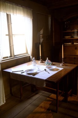 Lund İsveç 'teki Kulturen Müzesi. Tarihi binalar ve 1930 'ların eski zamanlarındaki hayat. Yüksek kalite fotoğraf