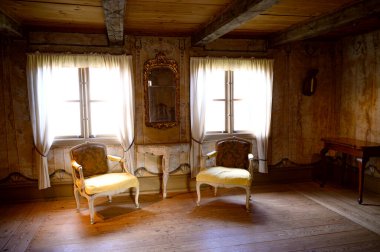 Lund İsveç 'teki Kulturen Müzesi. Tarihi binalar ve 1930 'ların eski zamanlarındaki hayat. Yüksek kalite fotoğraf