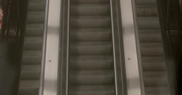 Перемещение Пассажиров Между Этажами Вокзала Люди Эскалаторе Вверх Вниз Поток — стоковое видео