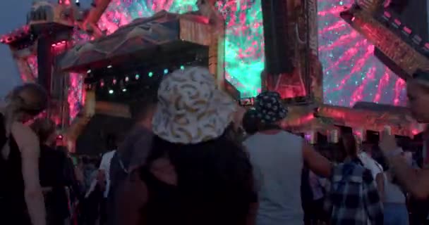 Bokeh Backs Spectators Dance Festival Electronic Stage Movement Picture Screen — Vídeo de stock