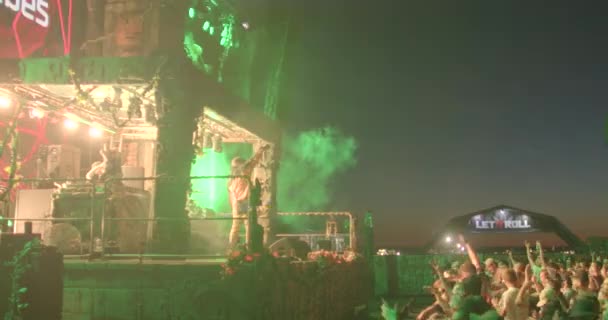 Flashing Lights Stage Music Festival Creating Party Atmosphere Cultural Leisure — Vídeo de Stock