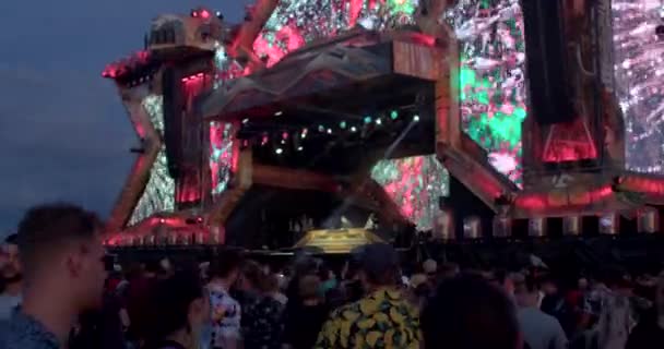 Backs Audience Heads Front Stage Dance Music Electronic Stage Visual — Vídeo de stock