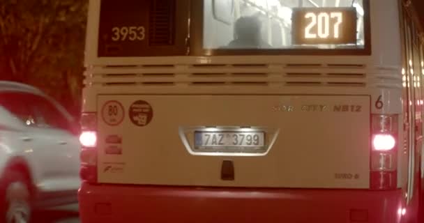 Departure Bus Stop Night City Rear Lights Rear Glass Number — Wideo stockowe