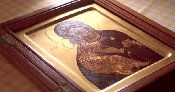 Represents Ideal Motherhood Symbol Church Close Image Religious Content Madonna — Stock Video