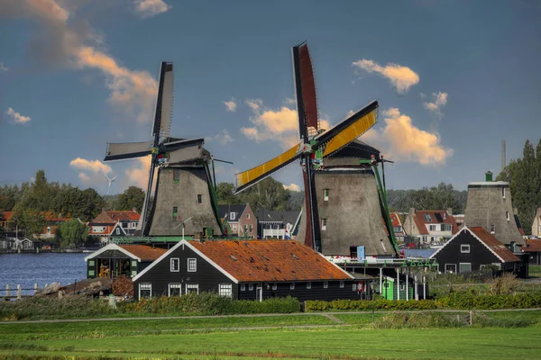 Zaanse Shans Wiatraki Amsterdamu Holandia — Zdjęcie stockowe