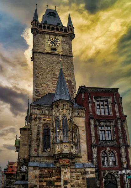 Prague Astronomical Clock Located Southern Wall Old Town Hall Prague — Stok fotoğraf