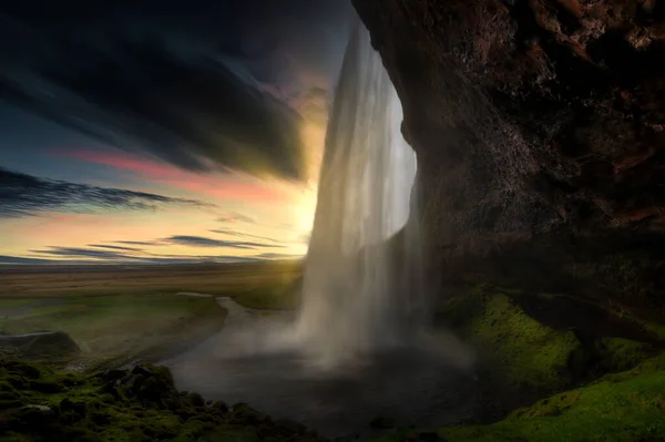 Seljalandsfoss Водоспад Ісландії Річка Сельяленди Рідка Річка Опускається Метрів — стокове фото