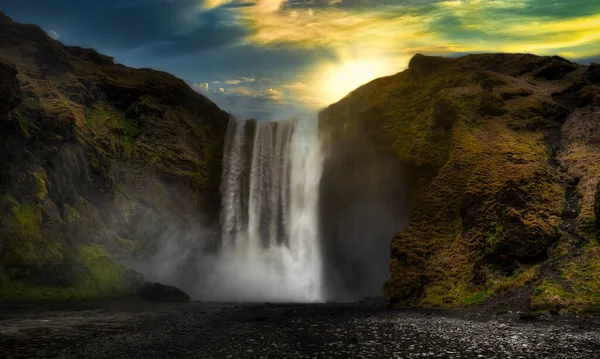 Skgafoss Водоспад Розташований Уздовж Річки Півдні Ісландії — стокове фото