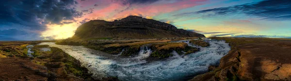 Fosslar Ποταμού Και Καταρράκτη Βρίσκονται Στη Νότια Ισλανδία — Φωτογραφία Αρχείου