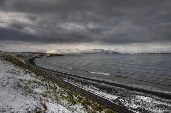 Хусавк Небольшой Городок Севере Исландии Берегу Залива Скилфанди — стоковое фото