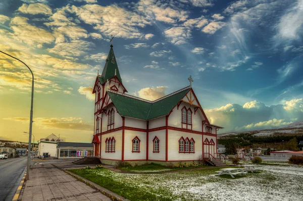 Husavk Невелике Місто Півночі Ісландії Узбережжі Затоки Яльфанді — стокове фото