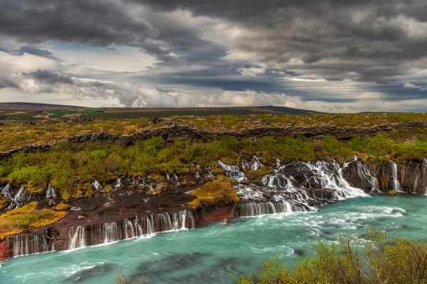 Hraunfossar Ist Ein Wasserfall Westen Islands Fluss Hvit — Stockfoto