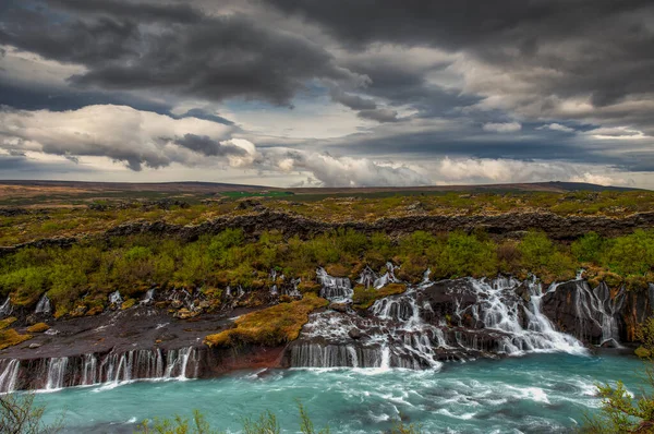 Hraunfossar Vodopád Nachází Západním Islandu Řece Hvit — Stock fotografie