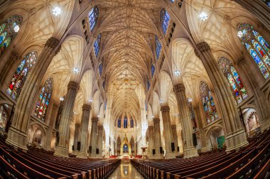St. Patrick's Cathedral is a decorated Gothic Revival style Catholic cathedral located in New York. It is the largest neo-Gothic cathedral in North America in area and volume. clipart