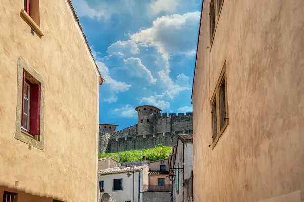 Carcassonne Miasto Wzgórzu Rejonie Langwedocji Południowej Francji Słynie Średniowiecznej Cytadeli — Zdjęcie stockowe