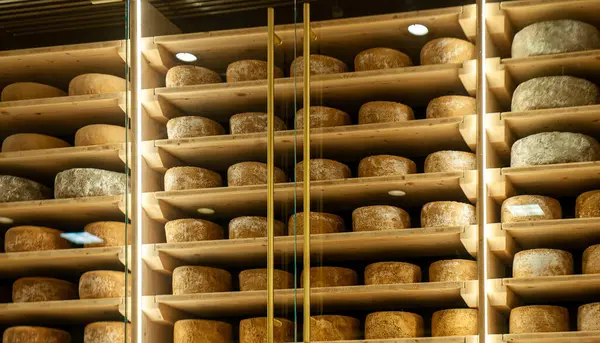 stock image cheese exhibition in a market in toulouse