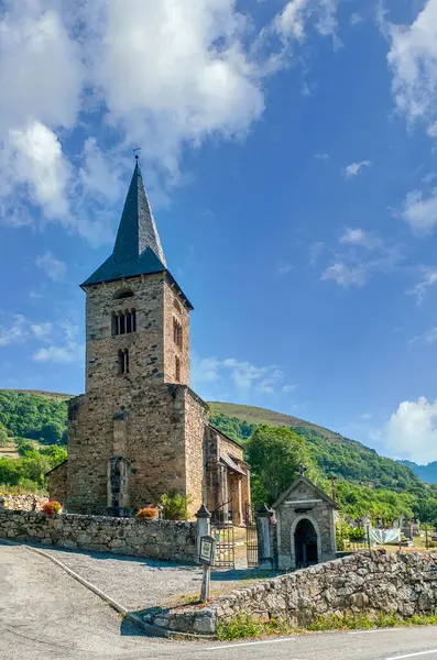 stock image church of saint anne of castillon de larboust, France._