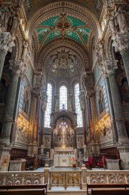 Basilica of Our Lady of Fourviere in Lyon, France clipart