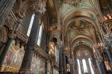 Basilica of Our Lady of Fourviere in Lyon, France clipart