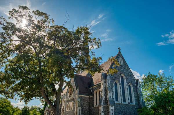 St Alban's Church in Copenhagen. Copenhagen, the capital of Denmark, is located on the offshore islands of Zealand and Amager. It is connected to Malmo in southern Sweden via the resund Bridge.