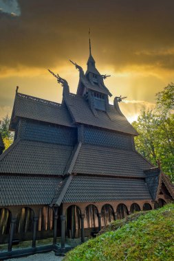 Fortun Stave Church or Fantoft Stave Church is a stavkirke church in the city of Bergen, clipart