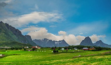 Myrland Sahili manzaraları, Lofoten Adaları, Noruega