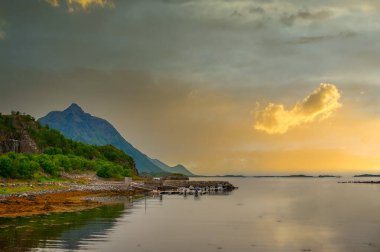 Myrland Sahili manzaraları, Lofoten Adaları, Noruega