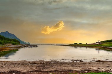 Myrland Sahili manzaraları, Lofoten Adaları, Noruega