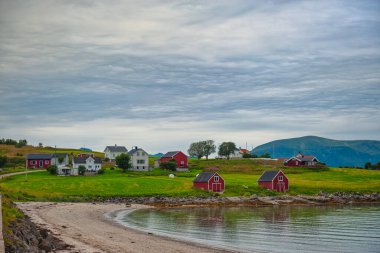 Myrland Sahili manzaraları, Lofoten Adaları, Noruega