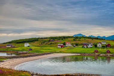 Myrland Sahili manzaraları, Lofoten Adaları, Noruega