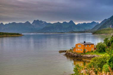 Myrland Sahili manzaraları, Lofoten Adaları, Noruega