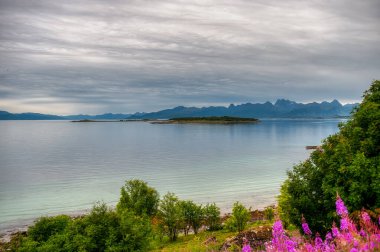 Myrland Sahili manzaraları, Lofoten Adaları, Noruega