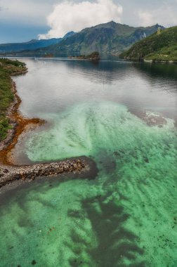 Myrland Sahili manzaraları, Lofoten Adaları, Noruega