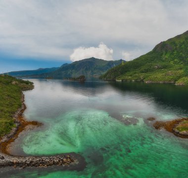 Myrland Sahili manzaraları, Lofoten Adaları, Noruega