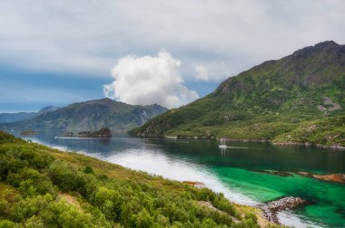 Myrland Sahili manzaraları, Lofoten Adaları, Noruega