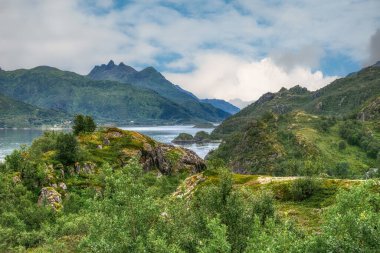 Myrland Sahili manzaraları, Lofoten Adaları, Noruega