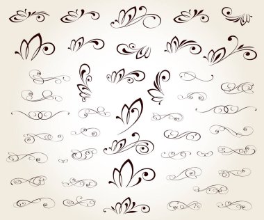 Tasarım için dekoratif elementler seti izole, düzenlenebilir. Dekoratif elementlerin en büyük ve en iyi koleksiyonundan. 